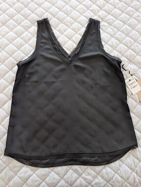 NWT Halogen V-Neck Tank Top, Black, Size Small
